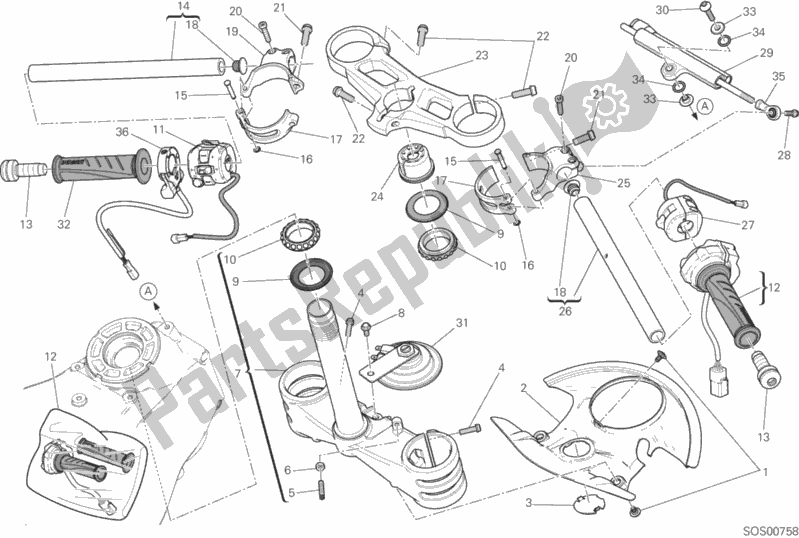 Wszystkie części do Semimanubri - Ammortizzatore Di Sterzo Ducati Superbike 1299S ABS 2016